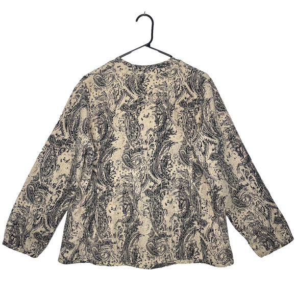 Vintage 100% Silk Quilted Jacket L (14) Paisley Print Lightweight Artsy Boho - Picture 2 of 8